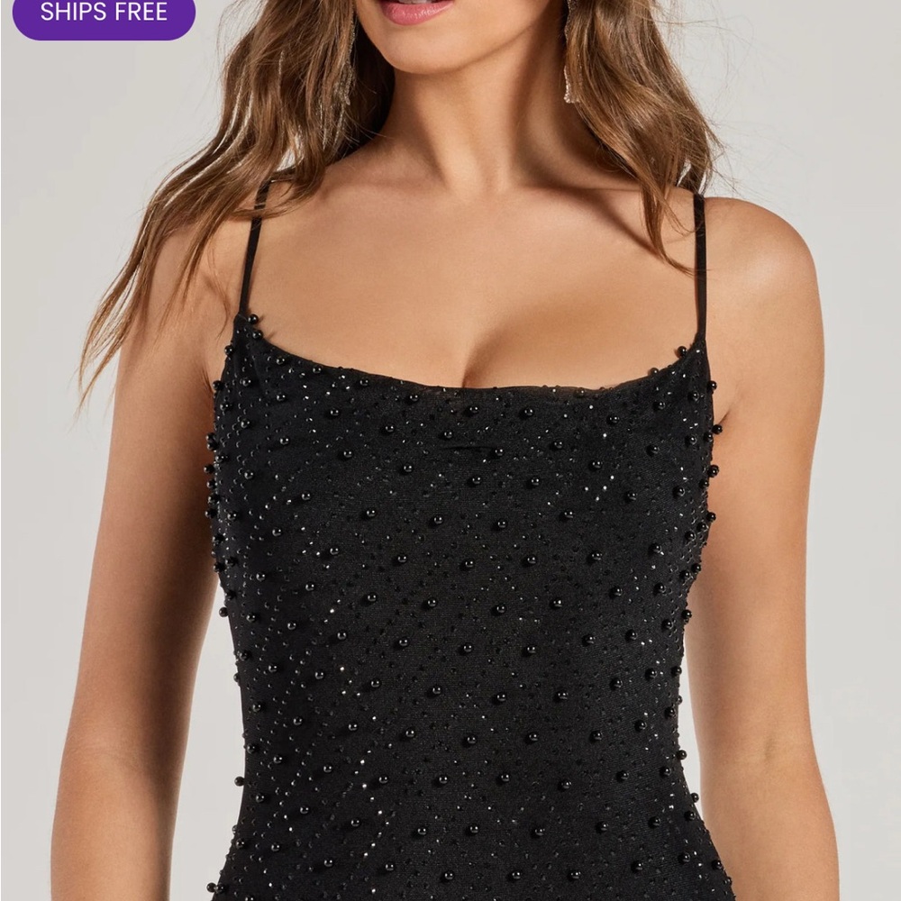Windsor Elliot Elegant Black Beaded Mermaid Evening Gown Large - Picture 4 of 9
